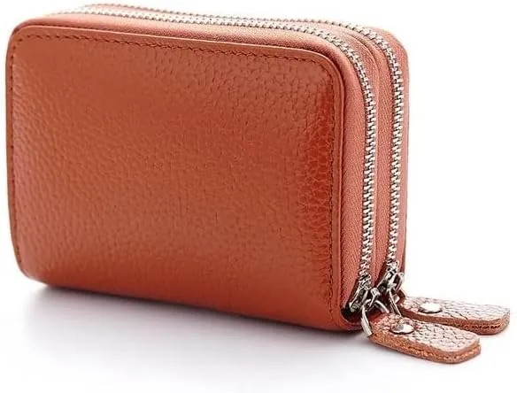 Leather Wallet Pu Leather Women's Wallet Retro Fashion Short Purse Clutch for Girls Ladies Business Card Holder Coin Pocket Large Capacity (Orange,8.5x10.5cm)