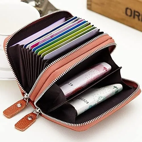 Leather Wallet Pu Leather Women's Wallet Retro Fashion Short Purse Clutch for Girls Ladies Business Card Holder Coin Pocket Large Capacity (Orange,8.5x10.5cm)