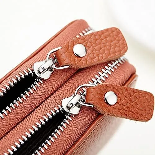 Leather Wallet Pu Leather Women's Wallet Retro Fashion Short Purse Clutch for Girls Ladies Business Card Holder Coin Pocket Large Capacity (Orange,8.5x10.5cm)