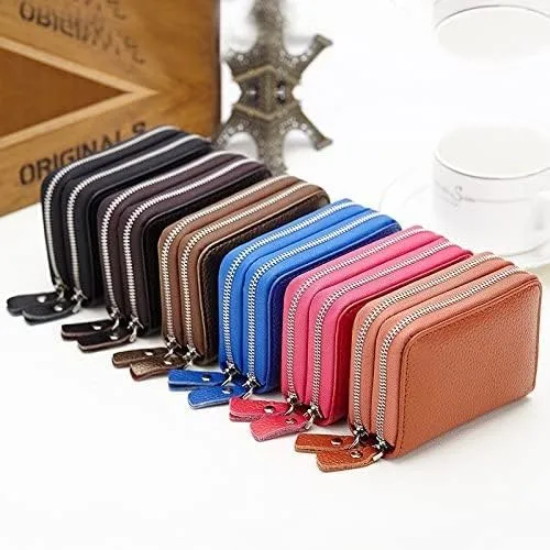 Leather Wallet Pu Leather Women's Wallet Retro Fashion Short Purse Clutch for Girls Ladies Business Card Holder Coin Pocket Large Capacity (Orange,8.5x10.5cm)