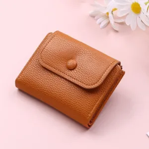 Leather Wallet Pu Leather Women's Wallet Short Large Capacity Purse Clutch Ladies Fashion Elegant Buckle Coin Pocket Card Holder Large Capacity (Brown,9.5x11.5cm)