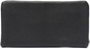 Leather Wallet Pu Leather Women's Wallet Simple Solid Color Design Long Purse Clutch Girls Women's Large Capacity Coin Pocket Large Capacity (Black,10x19cm)