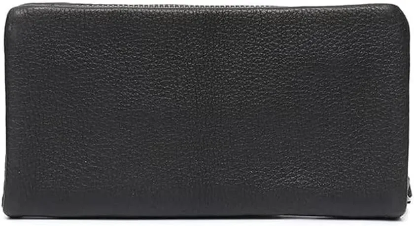 Leather Wallet Pu Leather Women's Wallet Simple Solid Color Design Long Purse Clutch Girls Women's Large Capacity Coin Pocket Large Capacity (Black,10x19cm)