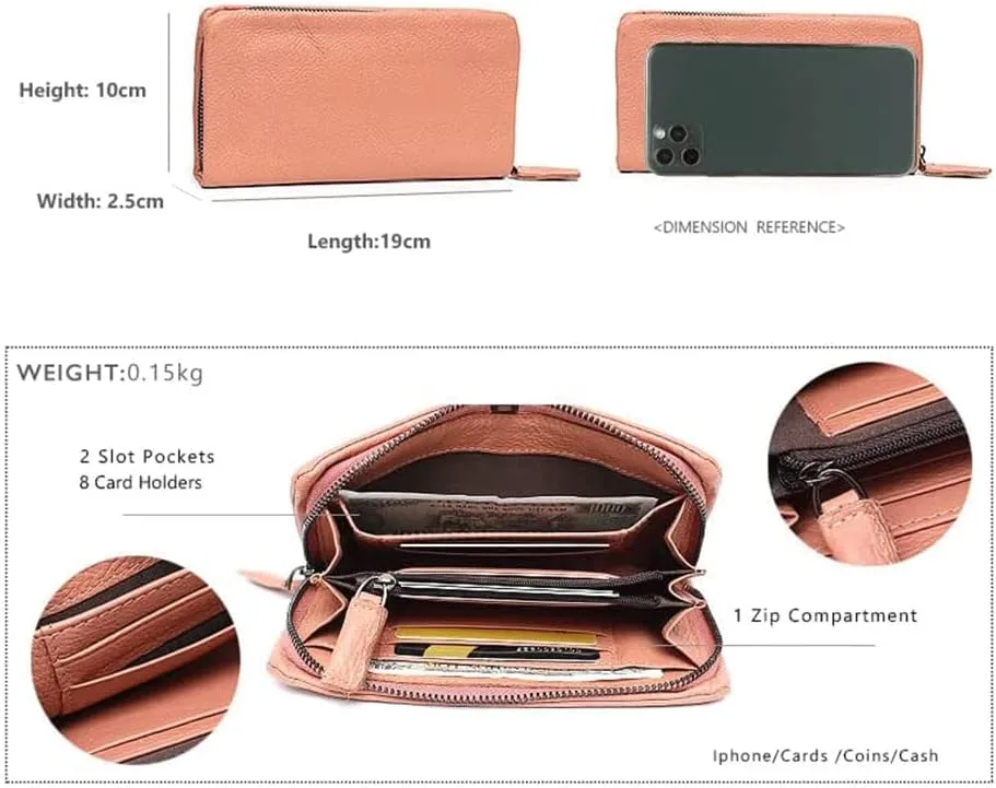 Leather Wallet Pu Leather Women's Wallet Simple Solid Color Design Long Purse Clutch Girls Women's Large Capacity Coin Pocket Large Capacity (Yellow,10x19cm)