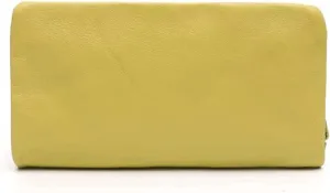 Leather Wallet Pu Leather Women's Wallet Simple Solid Color Design Long Purse Clutch Girls Women's Large Capacity Coin Pocket Large Capacity (Yellow,10x19cm)