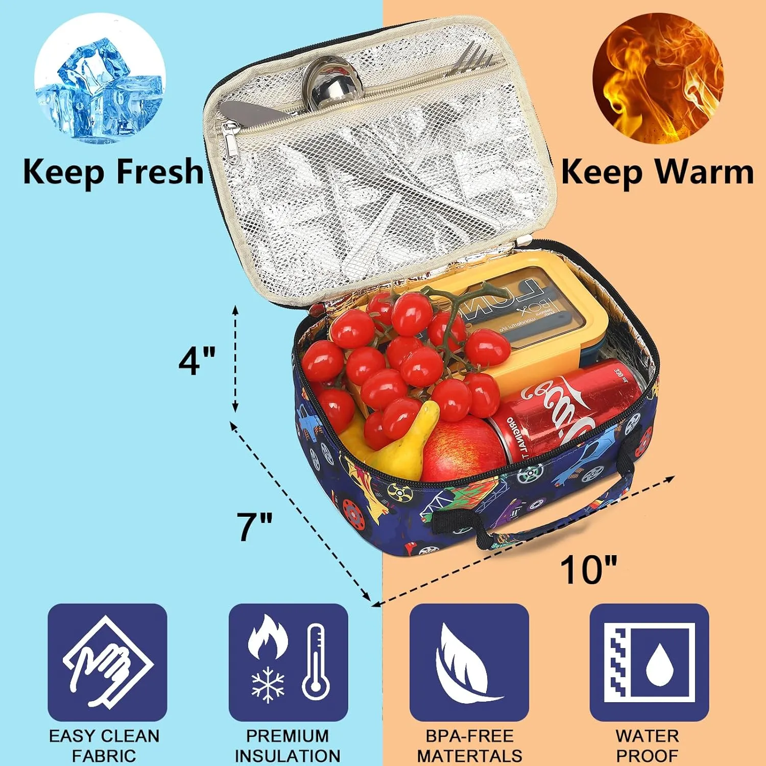 LEDAOU Kids School Backpack with Lunch Box for Boys Girls Kindergarten BookBag School Bag Preschool Toddler Backpack