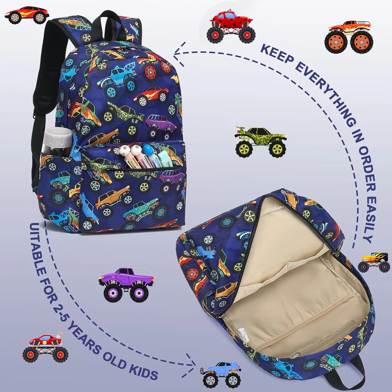 LEDAOU Kids School Backpack with Lunch Box for Boys Girls Kindergarten BookBag School Bag Preschool Toddler Backpack