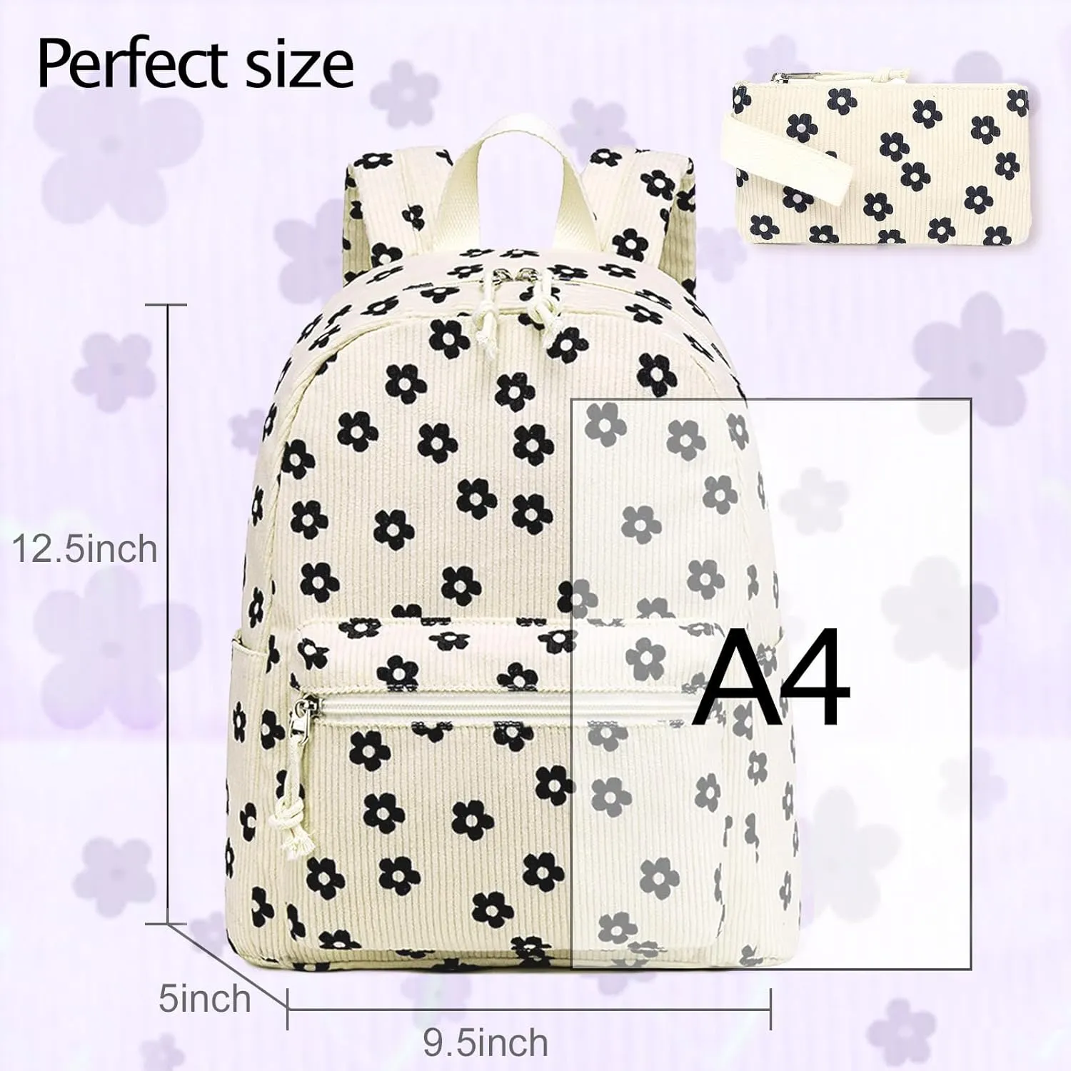 LEDAOU Mini Backpack Set Fashion bookbags with Purse wallet backpack wallet set for Women Teens School Travel Bag