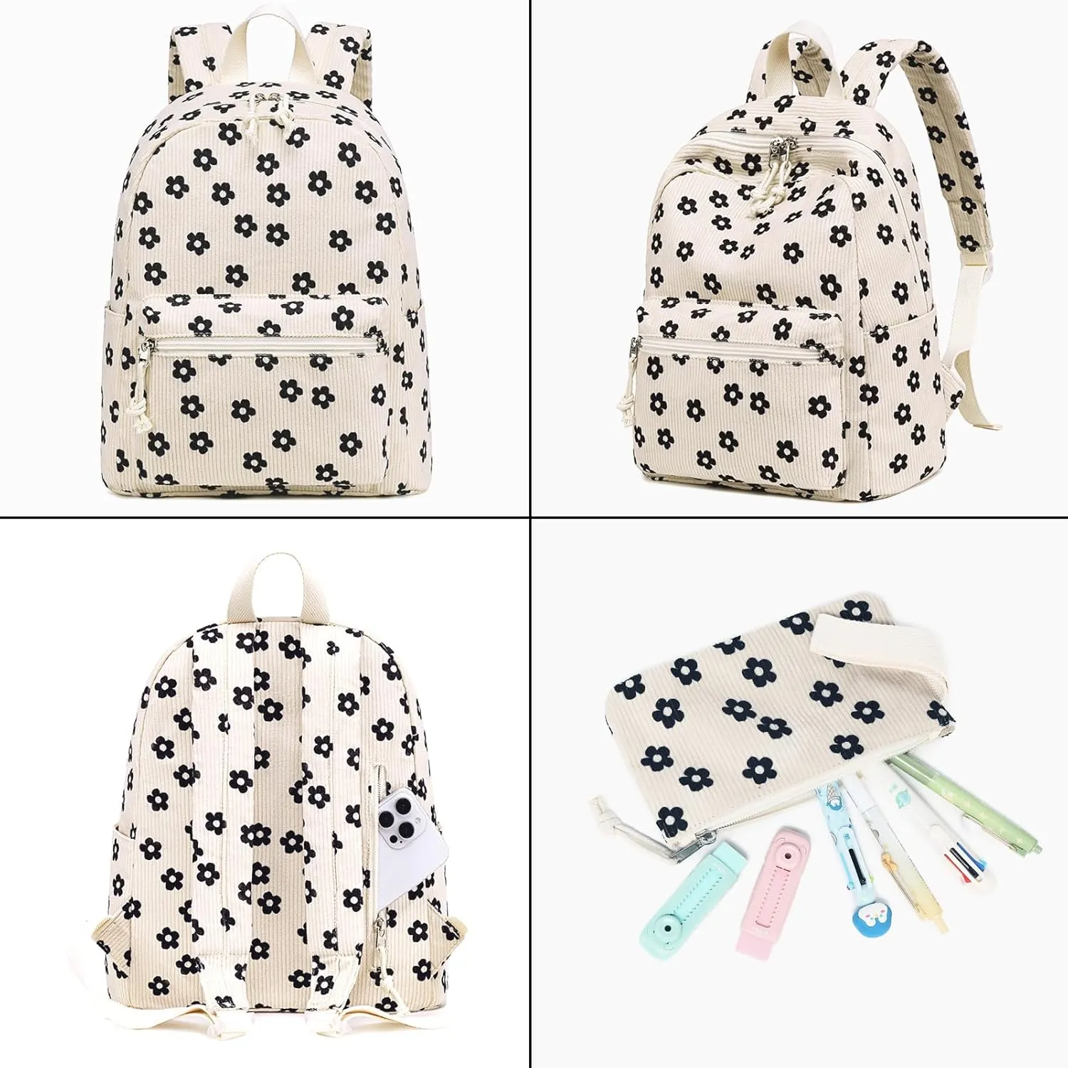 LEDAOU Mini Backpack Set Fashion bookbags with Purse wallet backpack wallet set for Women Teens School Travel Bag