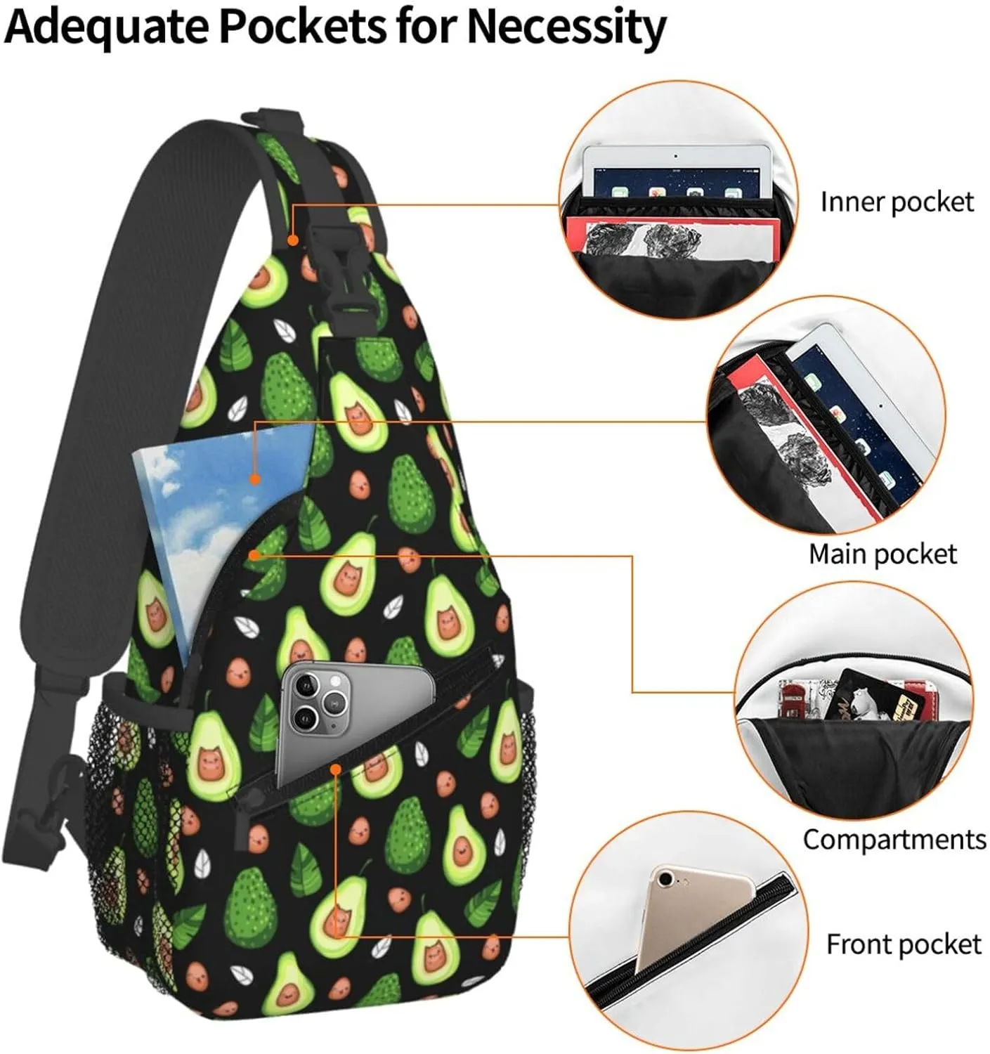Lemon Lemon Slices Crossbody Bag Adjustable Sling Bag Casual Chest Bags Travel Shoulder Backpack