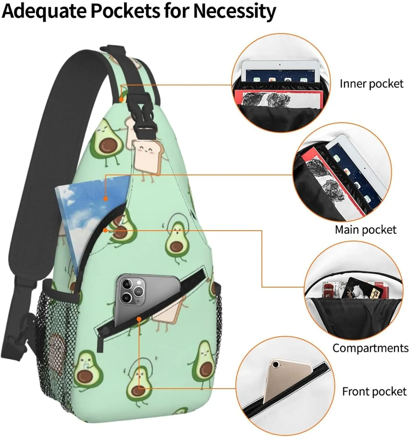 Lemon Lemon Slices Crossbody Bag Adjustable Sling Bag Casual Chest Bags Travel Shoulder Backpack