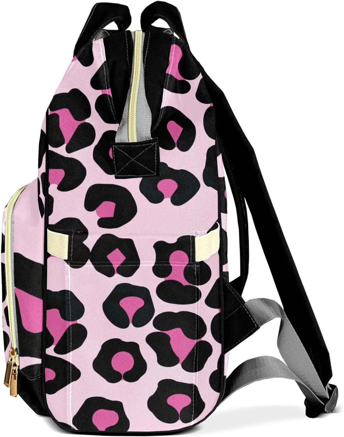 Leopard Print Black Pink Diaper Bags Backpack Customized Baby Bag Nursing Nappy Bag Travel Tote Gifts for Women