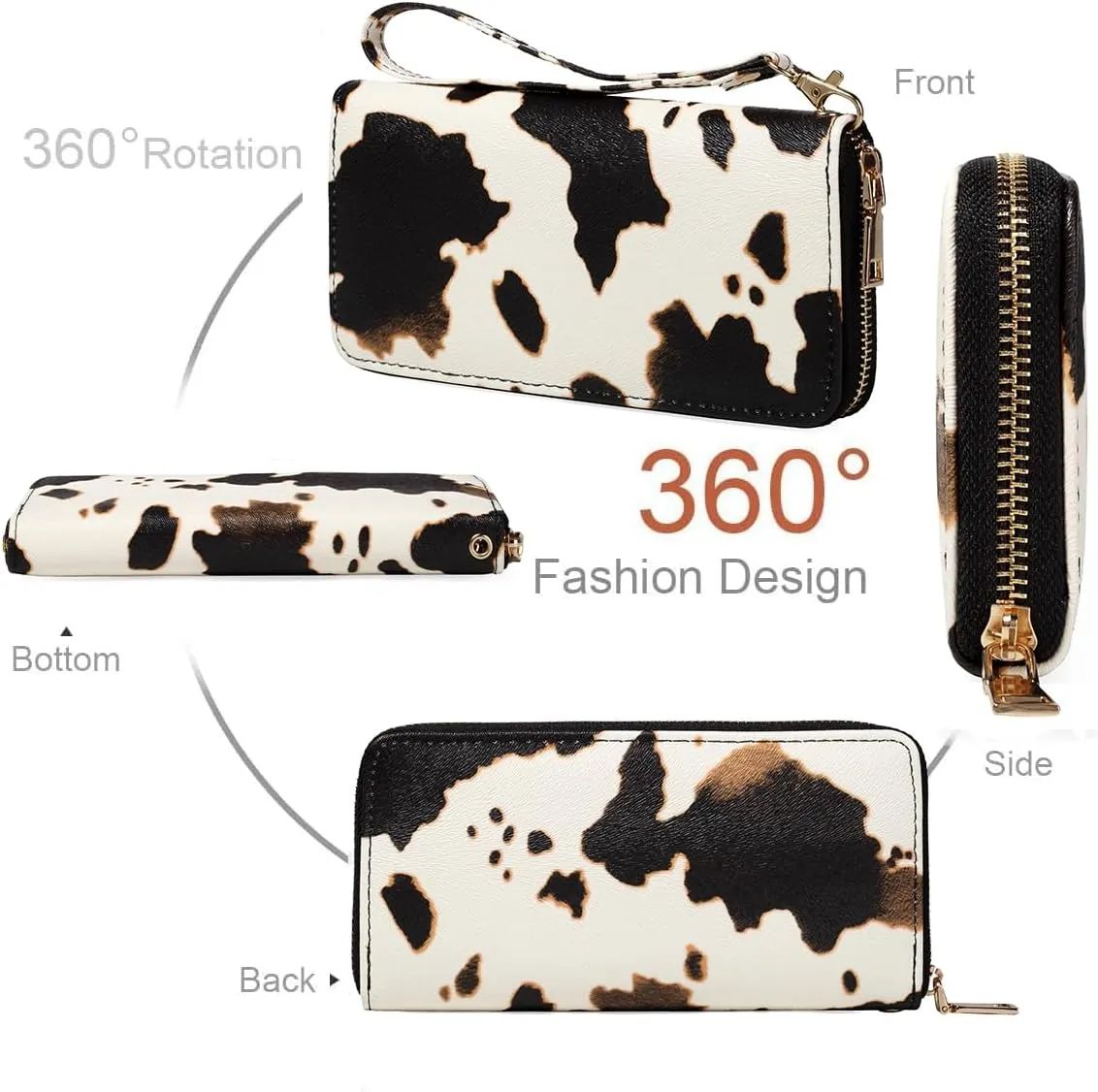 Leopard Print Wallet For Women Cheetah Wristlet Purse Zip Around Card Holder