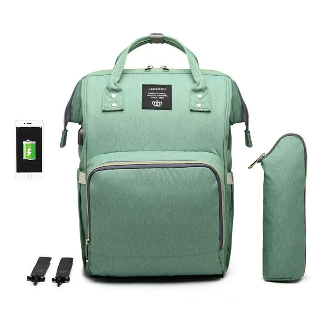 LEQUEEN USB Maternity Waterproof Diaper Bag