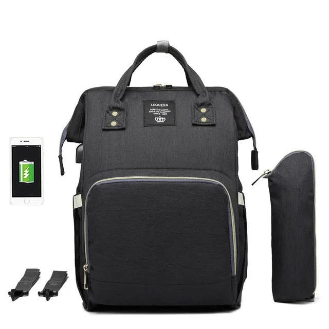 LEQUEEN USB Maternity Waterproof Diaper Bag