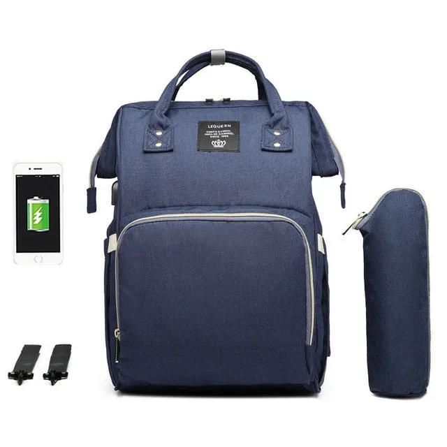 LEQUEEN USB Maternity Waterproof Diaper Bag