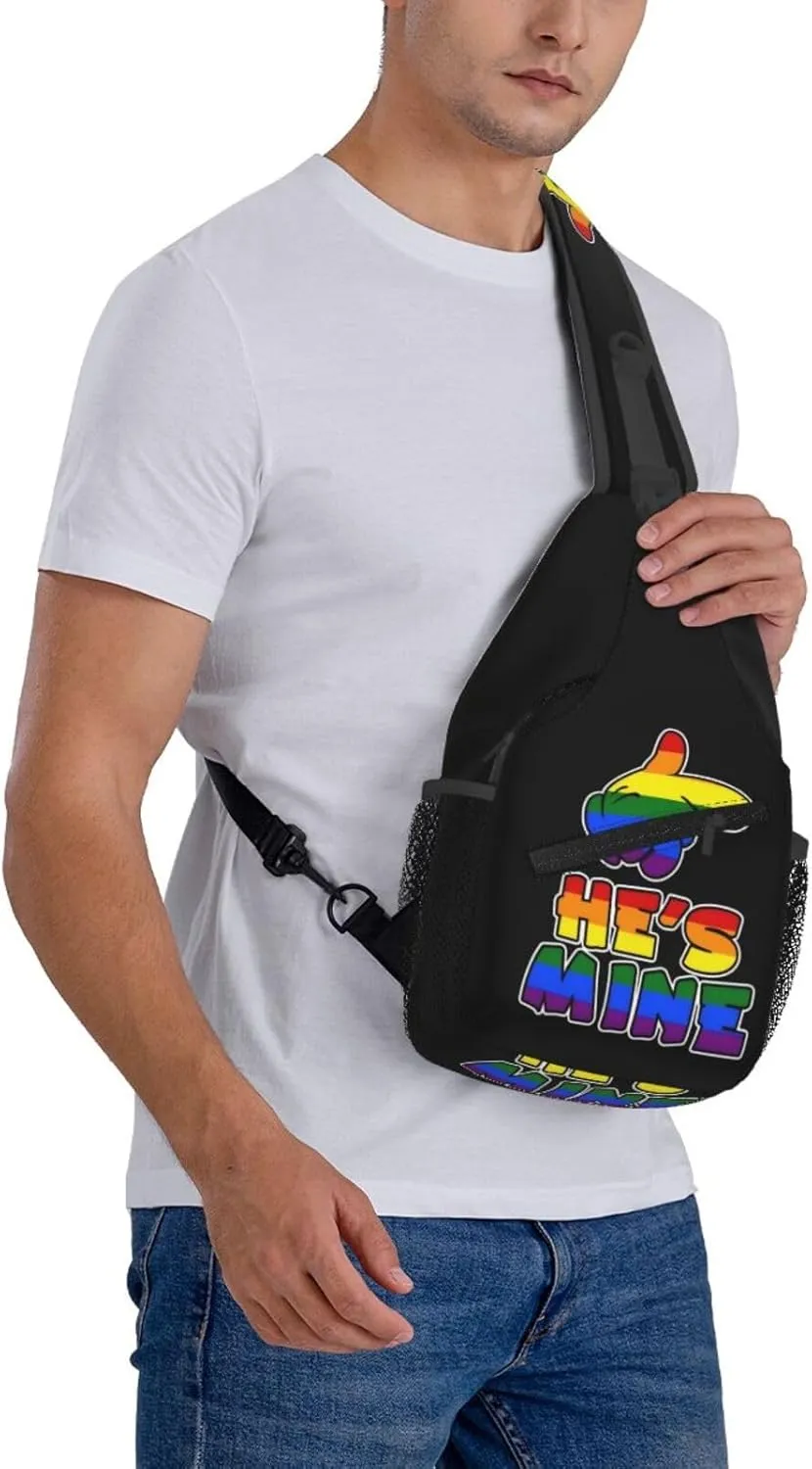 LGBT Gay Pride Love Rainbow Heart Crossbody Bag Adjustable Sling Bag Casual Chest Bags Travel Shoulder Backpack