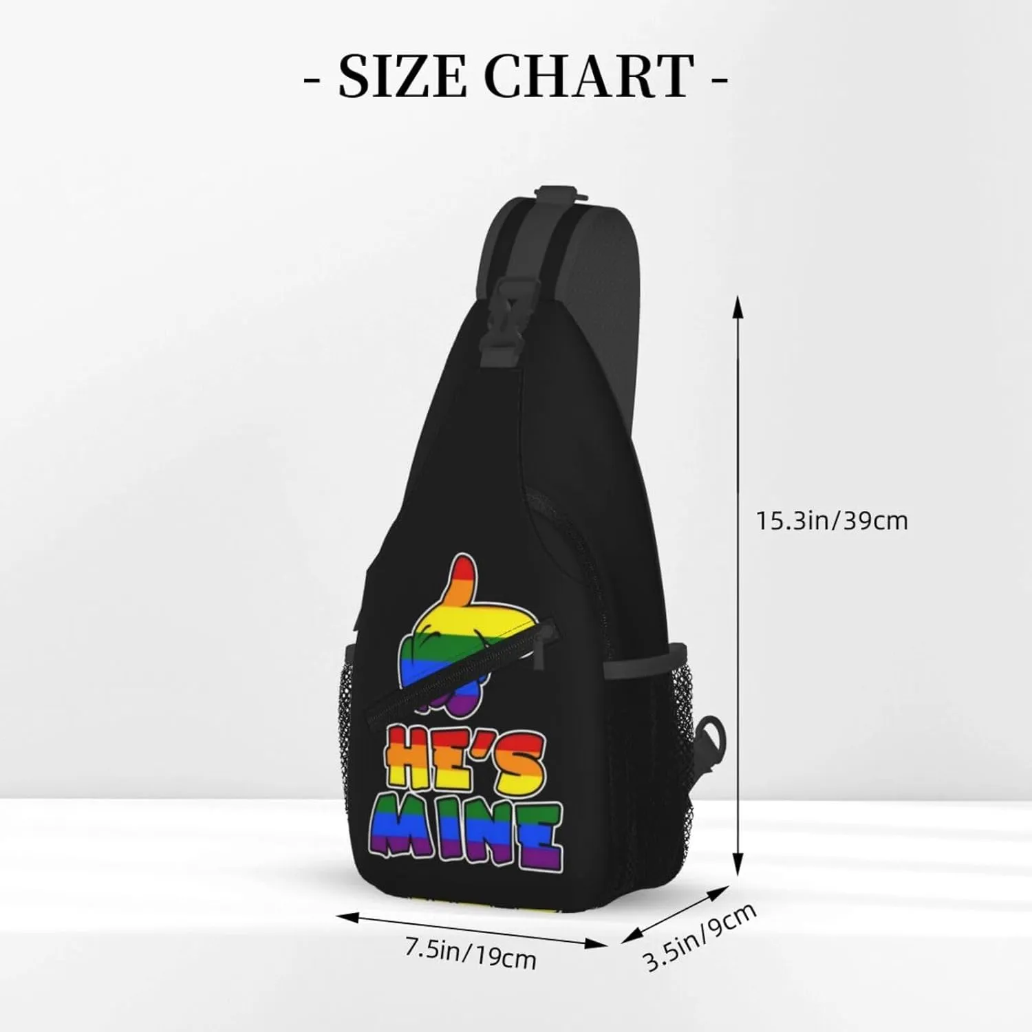 LGBT Gay Pride Love Rainbow Heart Crossbody Bag Adjustable Sling Bag Casual Chest Bags Travel Shoulder Backpack