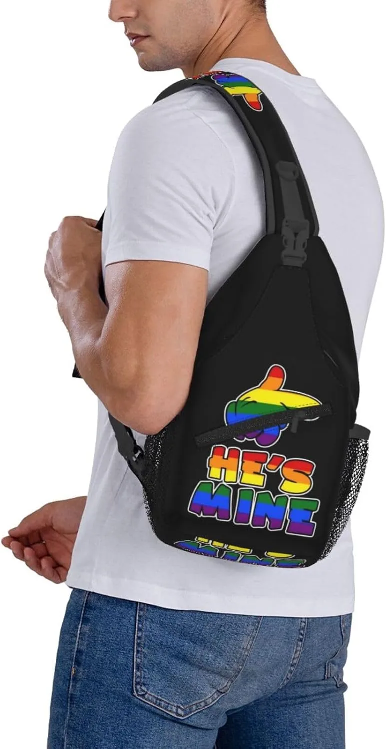 LGBT Gay Pride Love Rainbow Heart Crossbody Bag Adjustable Sling Bag Casual Chest Bags Travel Shoulder Backpack