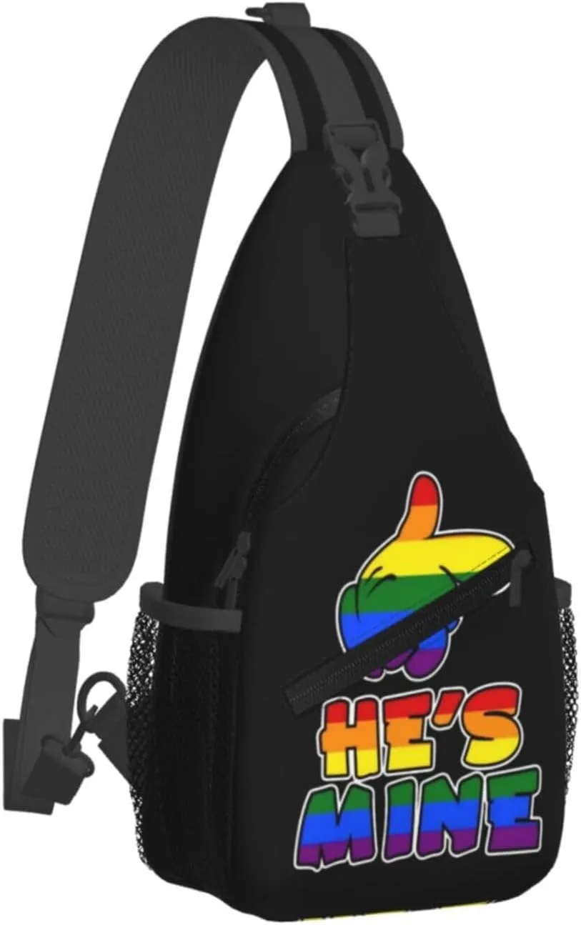 LGBT Gay Pride Love Rainbow Heart Crossbody Bag Adjustable Sling Bag Casual Chest Bags Travel Shoulder Backpack