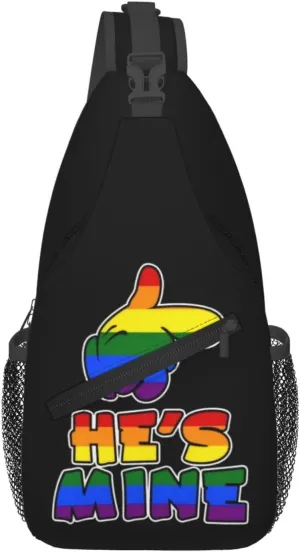 LGBT Gay Pride Love Rainbow Heart Crossbody Bag Adjustable Sling Bag Casual Chest Bags Travel Shoulder Backpack