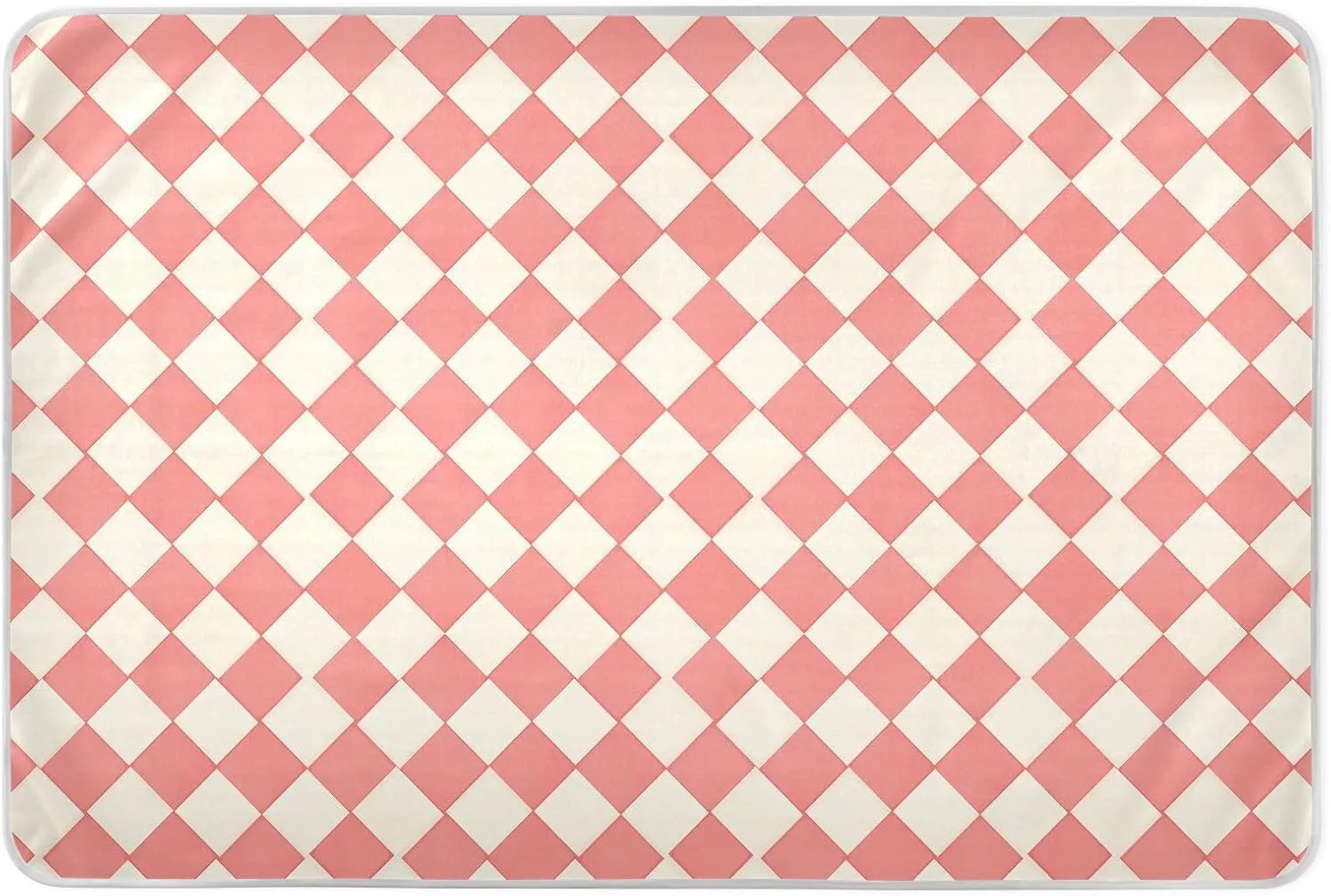 Light Coral Chessboard Extra Large Resuable Baby Bed Pad Soft Absorbent Potty Training Pads Portable Diaper Pads for Infant Toddler 52" L x 34" W