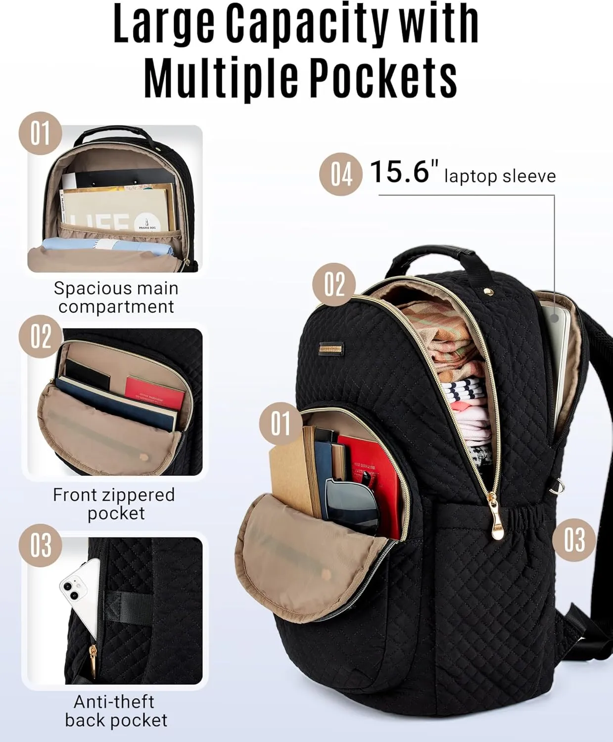 LIGHT FLIGHT Women Backpack for Work Laptop Backpack Women Travel Backpack Laptop Bag 15.6'' Laptop backpack