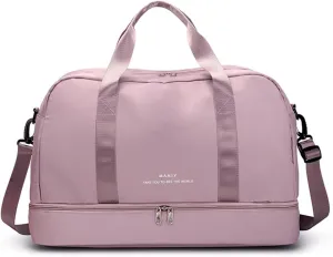 Light Gym Bag with Shoe Compartment, Large Capacity Sports Travel Duffle Bag with Wet Pocket for lady Weekender Overnight Aircraft Bag （Pink）