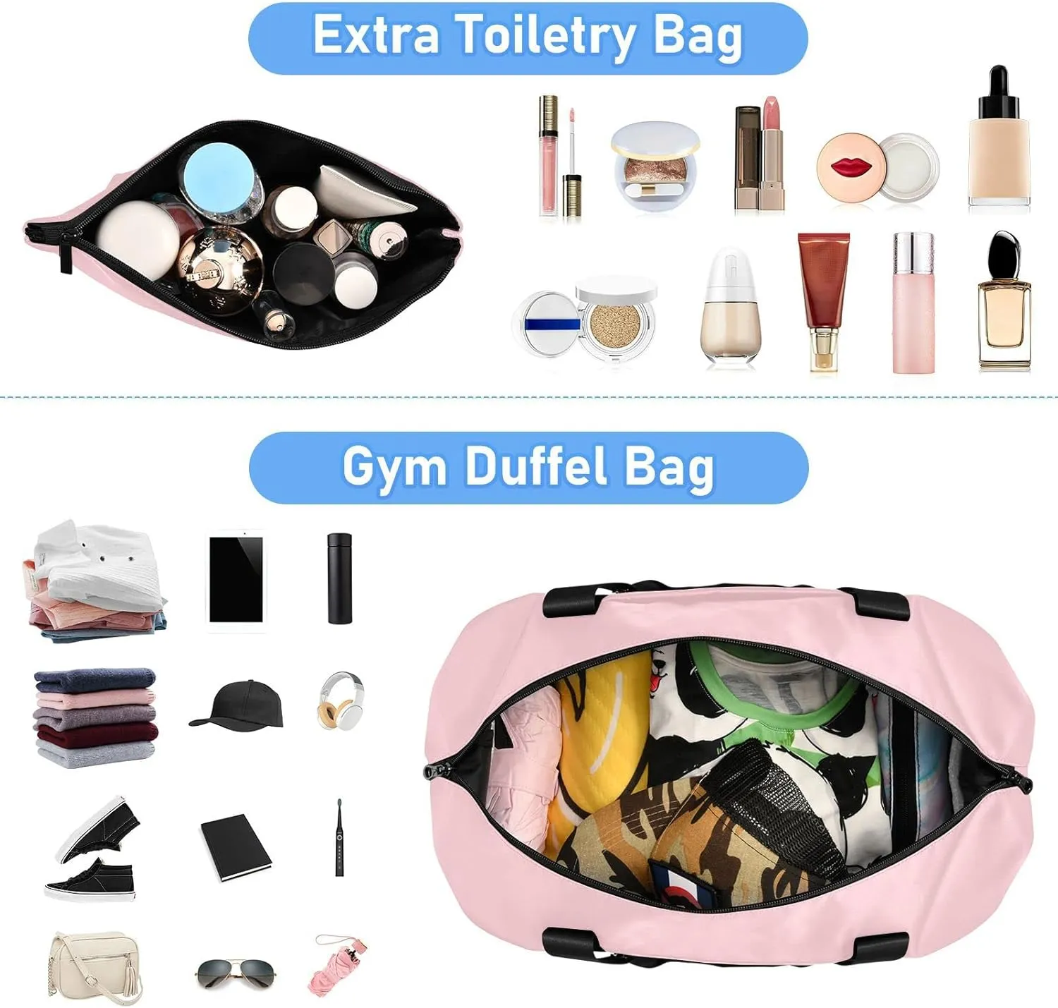 Light Pink Custom Gym Bag for Women Men Personalized Duffel Bag with Shoe Compartment Weekender Bags Carry On Bag Overnight Bag for Travel Gym Women Yoga School Gift Sport
