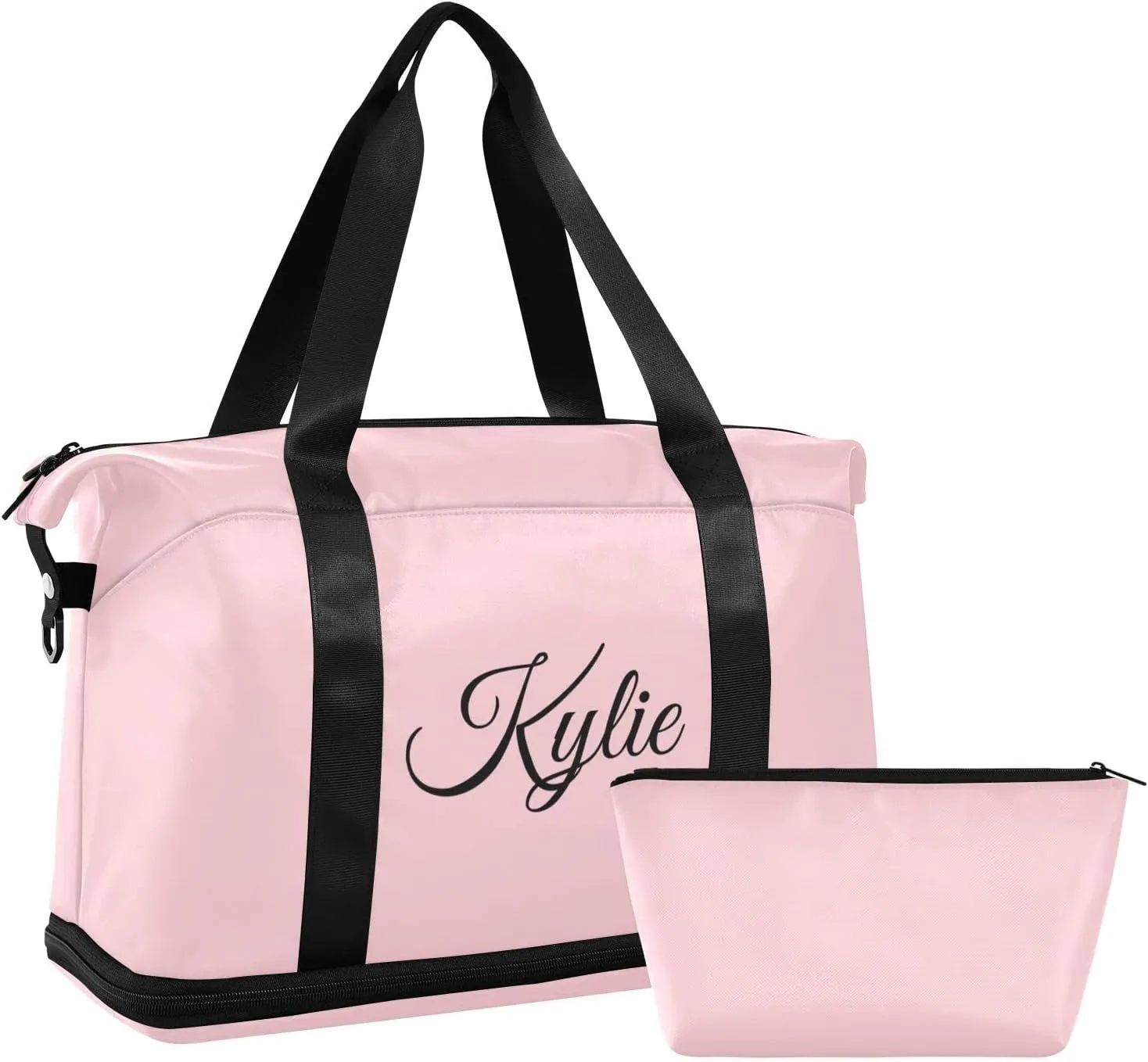 Light Pink Custom Gym Bag for Women Men Personalized Duffel Bag with Shoe Compartment Weekender Bags Carry On Bag Overnight Bag for Travel Gym Women Yoga School Gift Sport