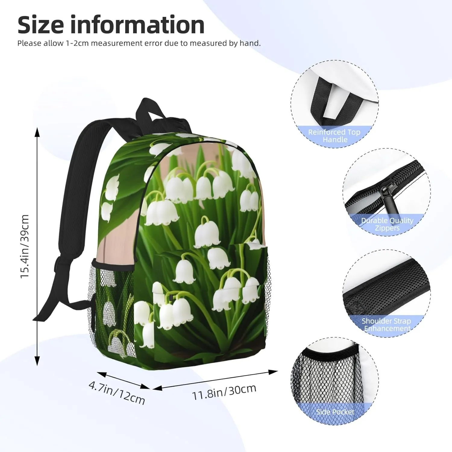 Lilies Of The Valley Backpack Lightweight Casual Backpack Double Shoulder Bag Travel Daypack With Laptop Compartmen