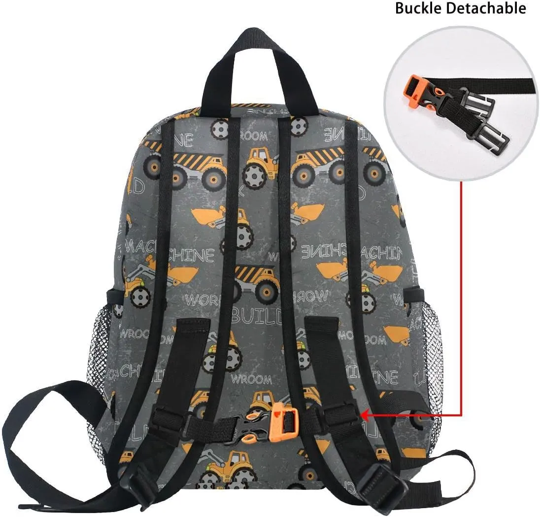 linqin Toddler Backpack for Boys Construction Truck Tractor Backpack Toddler Boys Preschool Bookbag Children Mini Travel Bag for Kids 3-8
