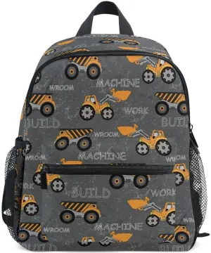 linqin Toddler Backpack for Boys Construction Truck Tractor Backpack Toddler Boys Preschool Bookbag Children Mini Travel Bag for Kids 3-8