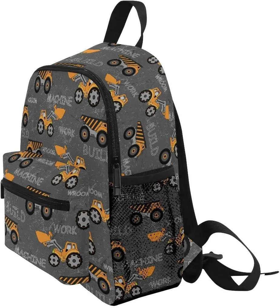linqin Toddler Backpack for Boys Construction Truck Tractor Backpack Toddler Boys Preschool Bookbag Children Mini Travel Bag for Kids 3-8