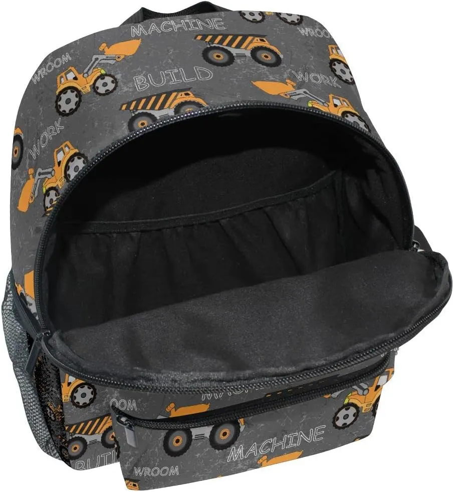 linqin Toddler Backpack for Boys Construction Truck Tractor Backpack Toddler Boys Preschool Bookbag Children Mini Travel Bag for Kids 3-8