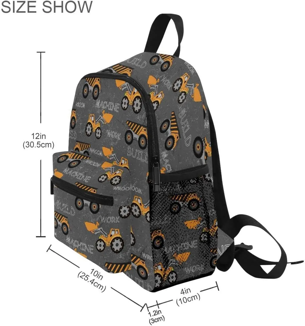 linqin Toddler Backpack for Boys Construction Truck Tractor Backpack Toddler Boys Preschool Bookbag Children Mini Travel Bag for Kids 3-8