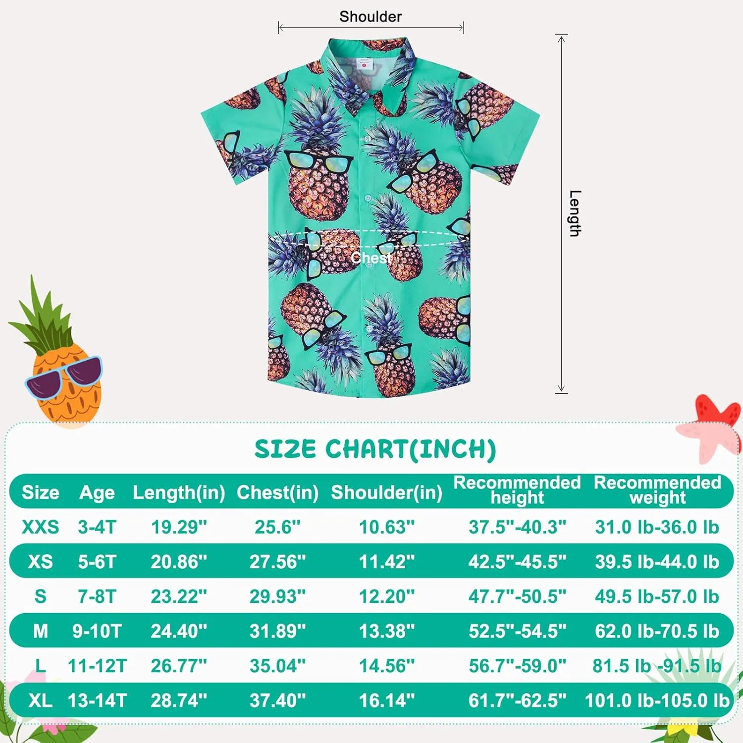 Little & Big Boy's Button Down Hawaiian Shirts Short Sleeve Cool Cartoon Print Dress Tops T-Shirt for Kids 7-14T…
