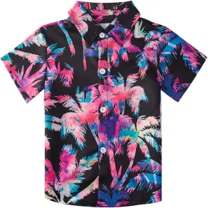 Little & Big Boy's Button Down Hawaiian Shirts Short Sleeve Cool Cartoon Print Dress Tops T-Shirt for Kids 7-14T…