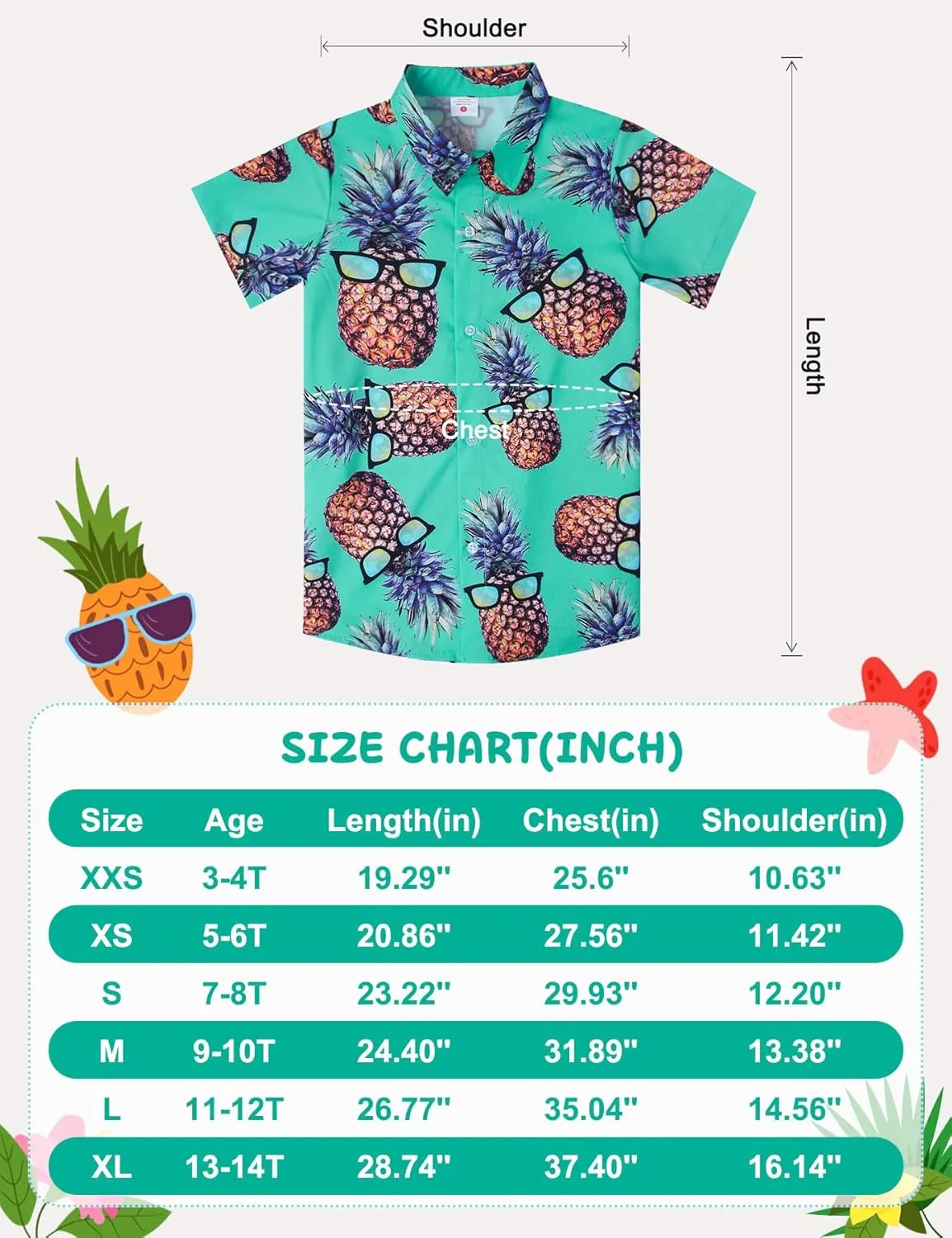 Little & Big Boy's Button Down Hawaiian Shirts Short Sleeve Cool Cartoon Print Dress Tops T-Shirt for Kids 7-14T…