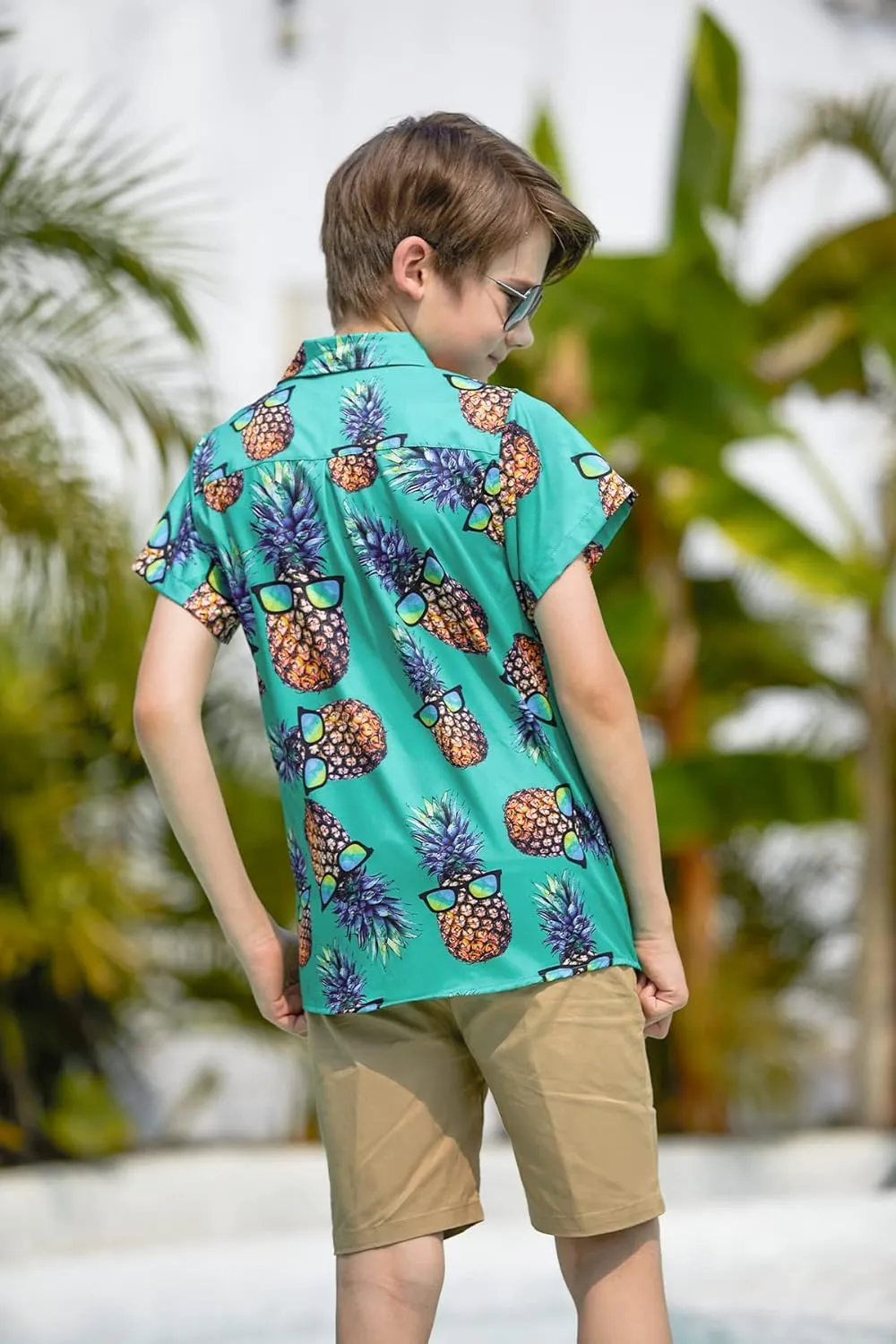 Little & Big Boy's Button Down Hawaiian Shirts Short Sleeve Cool Cartoon Print Dress Tops T-Shirt for Kids 7-14T…