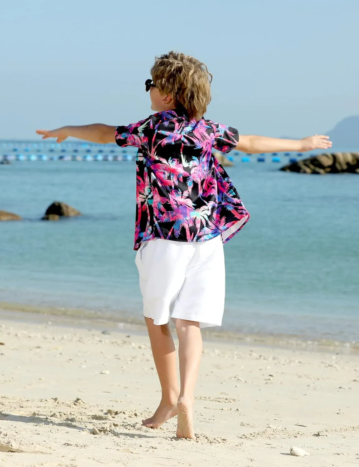 Little & Big Boy's Button Down Hawaiian Shirts Short Sleeve Cool Cartoon Print Dress Tops T-Shirt for Kids 7-14T…