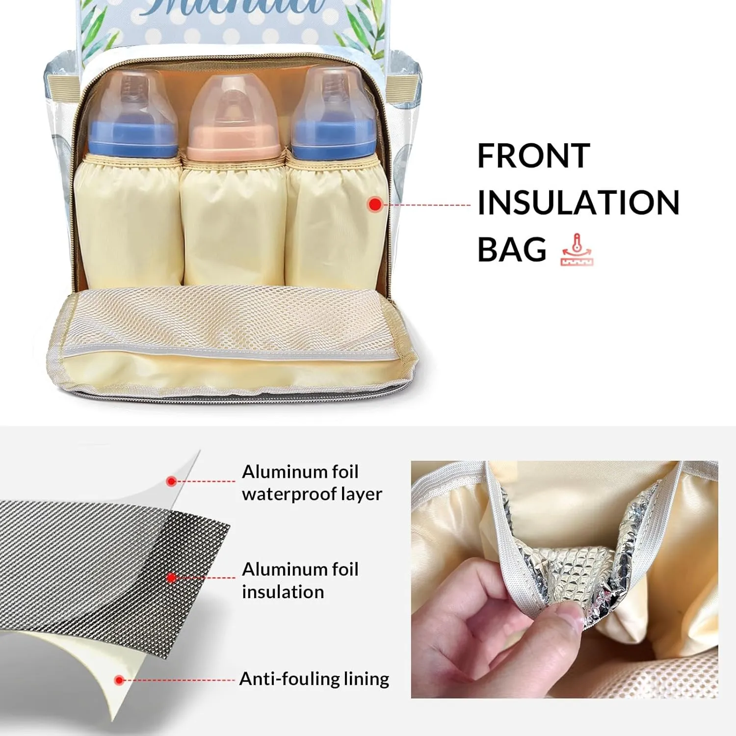 Little Crown Elephant Blue Point Personalized Large Capacity Diaper Bags,Custom Name Backpack Casual Daypack Bag Nappy Bag Gifts