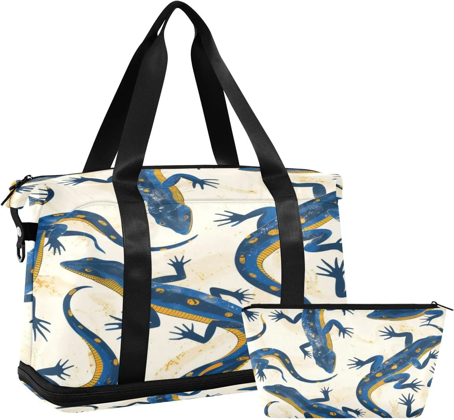 Lizard Pattern Duffel Bag Lightweight Carry On Gym Bags for Travel and Weekends, Versatile Overnight Bag with Shoe Compartment