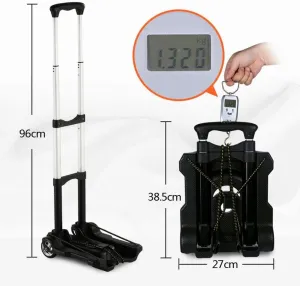 LJYT Shopping Cart Folding Shopping Cart Telescopic Trolley Car Trolley Four-Wheeled Household Luggage Trolley Car (Color : Black)