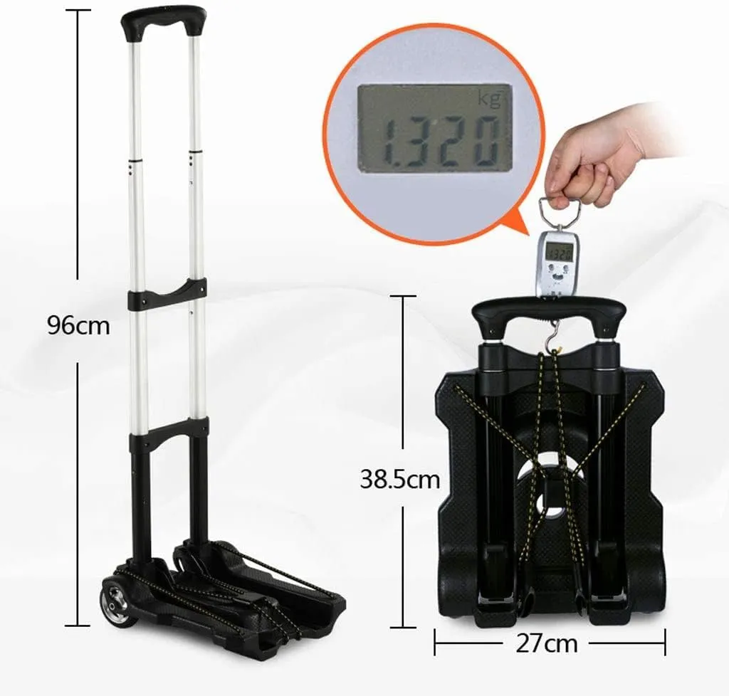 LJYT Shopping Cart Folding Shopping Cart Telescopic Trolley Car Trolley Four-Wheeled Household Luggage Trolley Car (Color : Black)