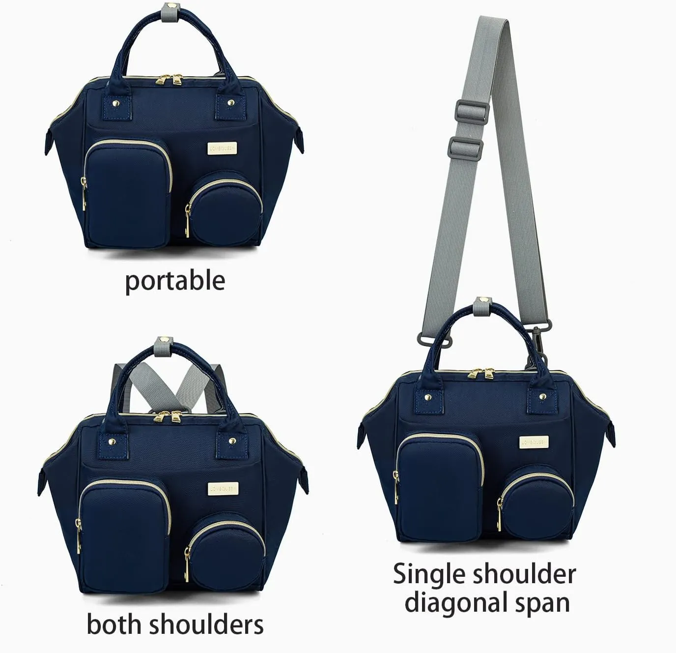 Lmbabter Baby Diaper Bag Backpack Waterproof Multi-Function Convertible Mini Smart Diaper Bag Backpack for Outdoor (Blue)