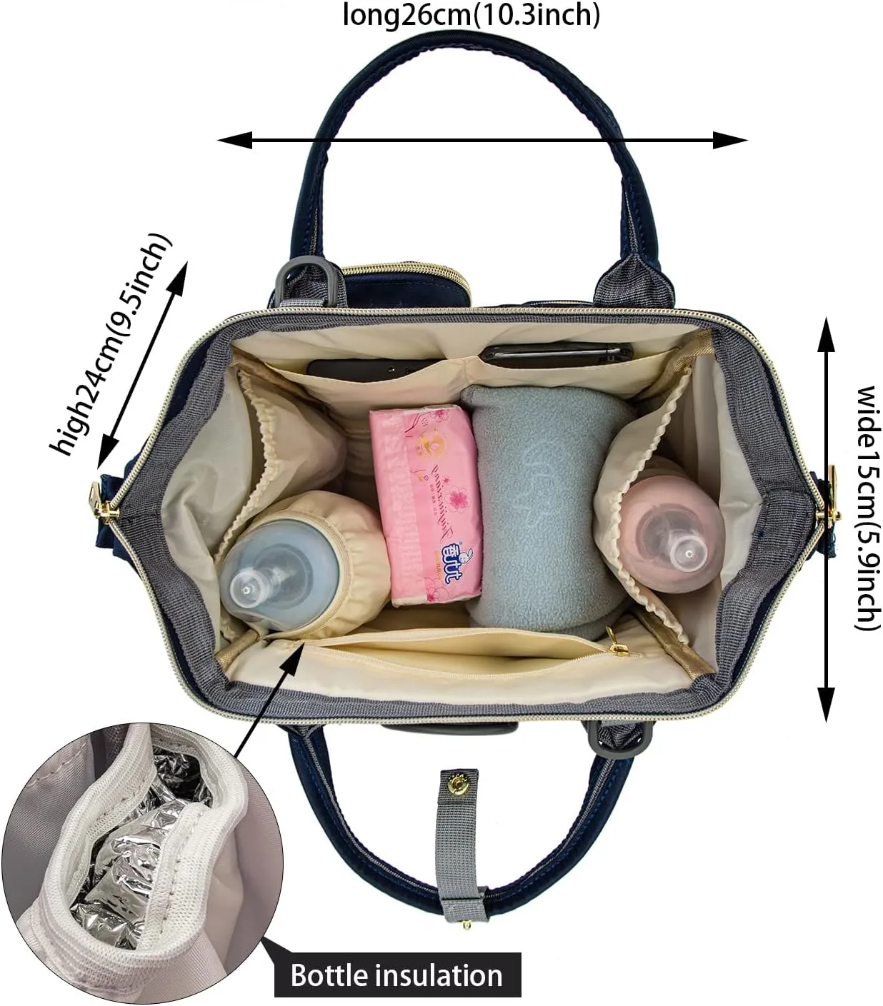 Lmbabter Baby Diaper Bag Backpack Waterproof Multi-Function Convertible Mini Smart Diaper Bag Backpack for Outdoor (Blue)