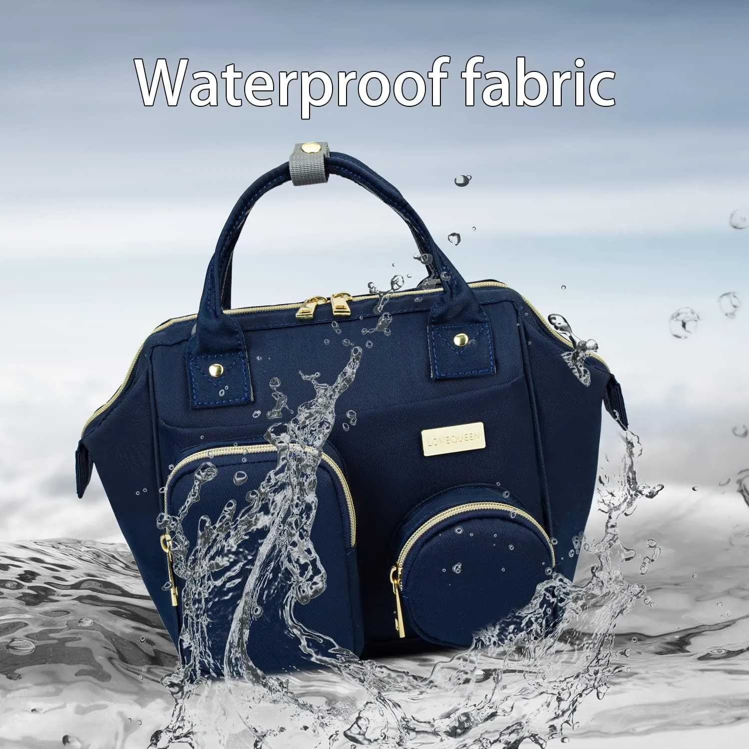 Lmbabter Baby Diaper Bag Backpack Waterproof Multi-Function Convertible Mini Smart Diaper Bag Backpack for Outdoor (Blue)