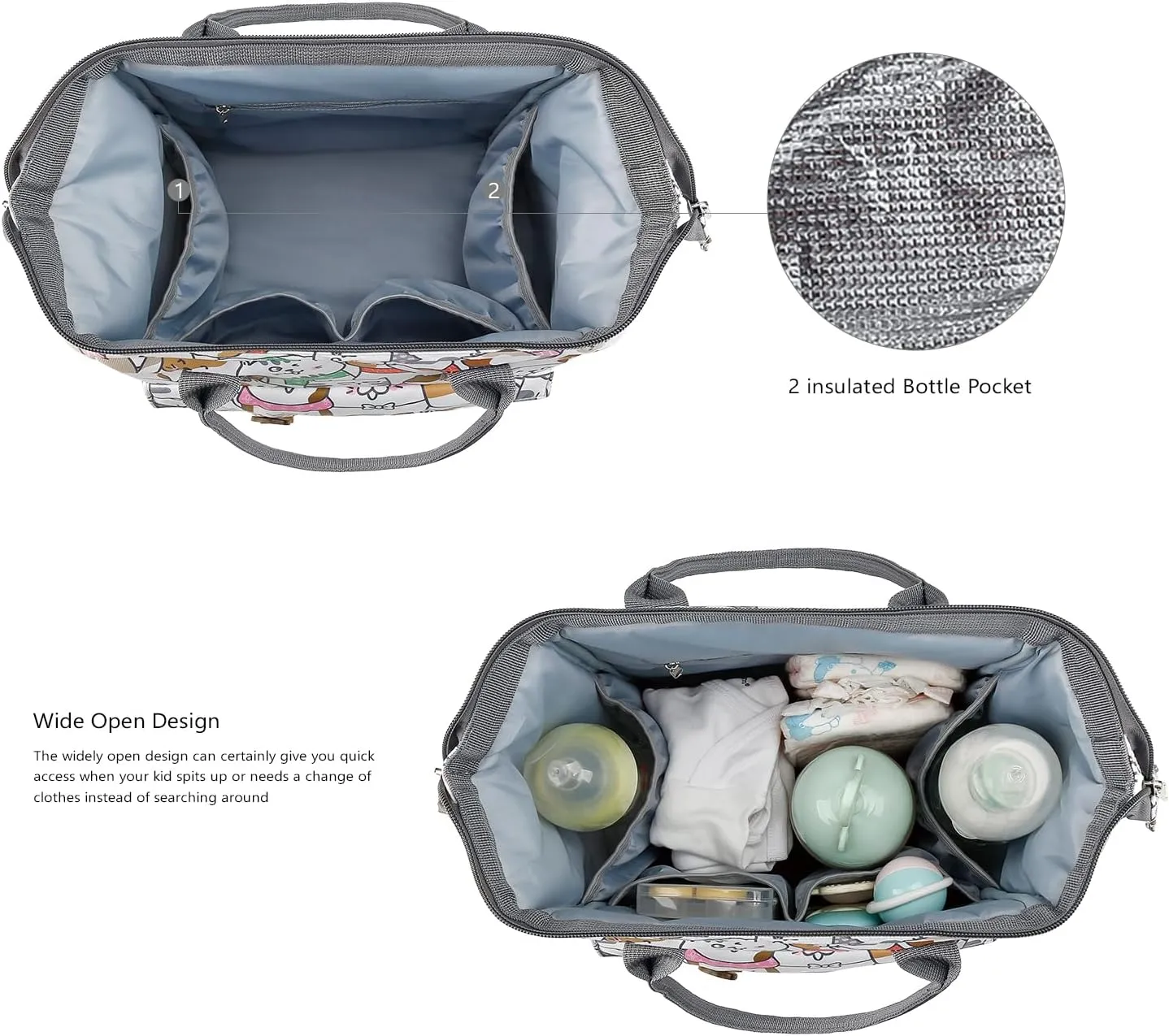 Lmbabter Baby Diaper Bag Handbag Waterproof Multi-Function Mini Smart Diaper Bag with Insulated Pocket for Outdoor (Cat)
