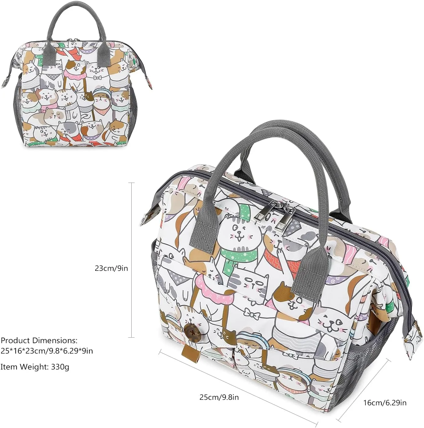 Lmbabter Baby Diaper Bag Handbag Waterproof Multi-Function Mini Smart Diaper Bag with Insulated Pocket for Outdoor (Cat)